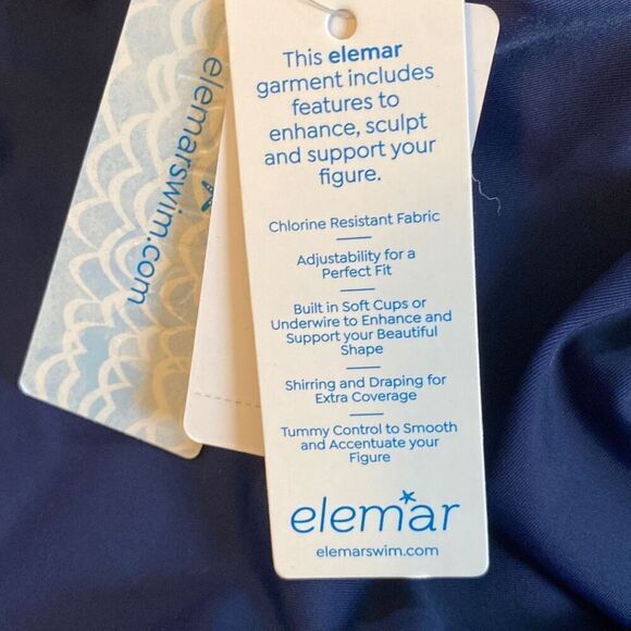 Elemar NWT One-Piece Swimsuit Draped Tropical Full Coverage Tummy Control Navy - Picture 7 of 10